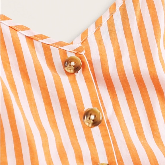 Striped Button Front Tie Top & Belted Shorts Set! - Picture 4 of 5